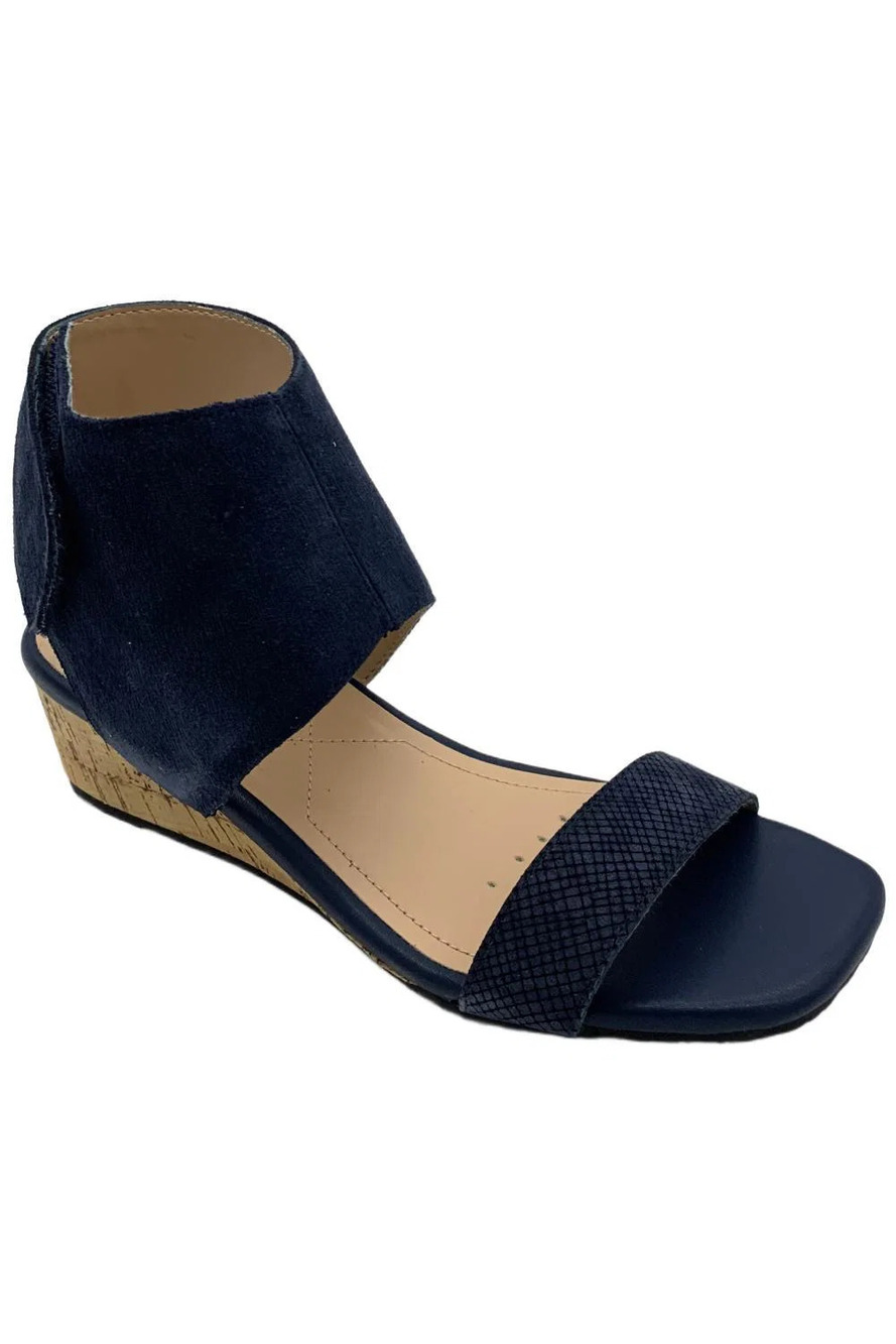 NYDJ Women's Costa Wedge Sandal Navy Suede - Medium